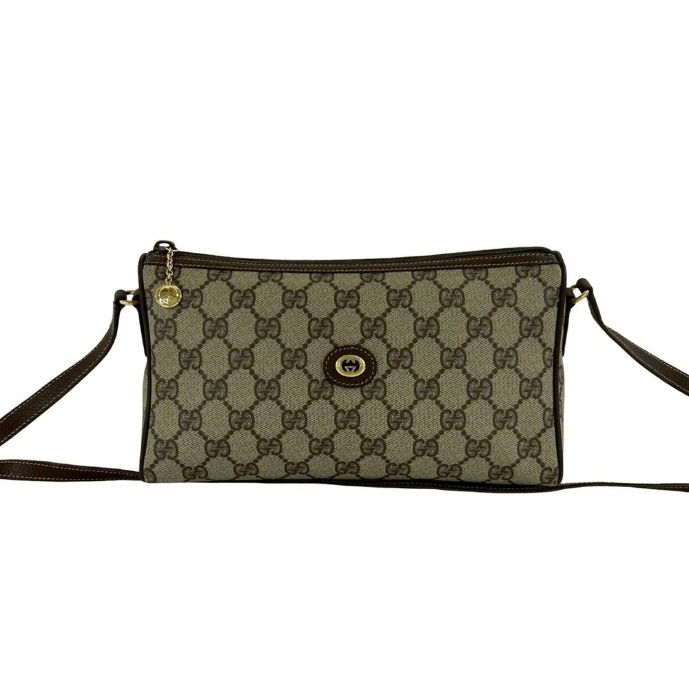 GUCCI (Old Gucci) GG Logo Pattern Leather Mini Shoulder Bag/Pouch, Brown, 39173